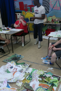 One of our favourite projects from the Cryptic Quest residency was The Jungle Gateway. Extra Bones worked with the Learning Disabilities Project at Bede House, Rotherhithe to create a three dimensional collage installation.
Bede House site