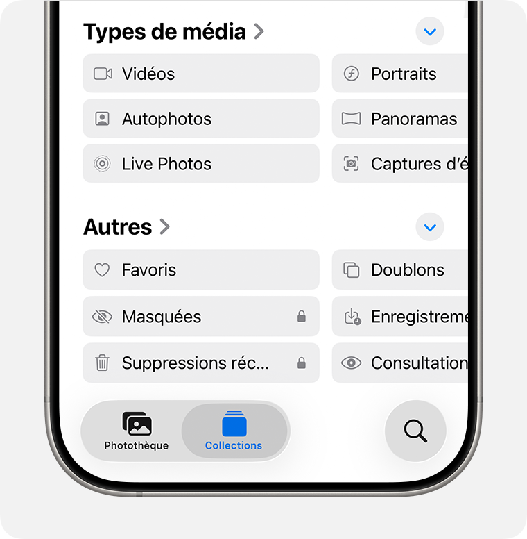 Album Masquées en surbrillance sous Autres.