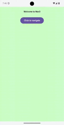 `NavDisplay` default behavior with two
destinations.