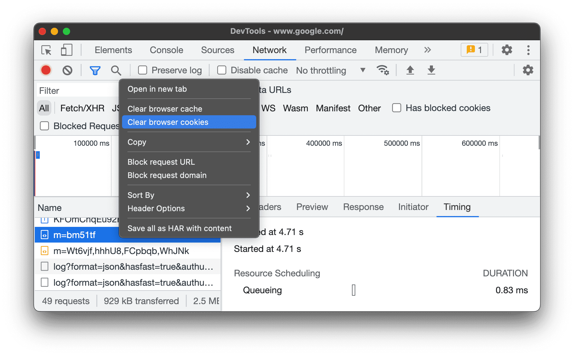 Selecciona Clear Browser Cookies.