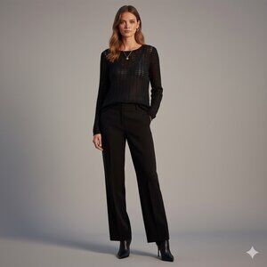 GRAHAM & SPENCER Wool Cashmere Open Knit Black Sweater Womens S Quiet Luxury