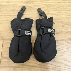 Calikids Kids Winter Mittens Black Waterproof Clip-On