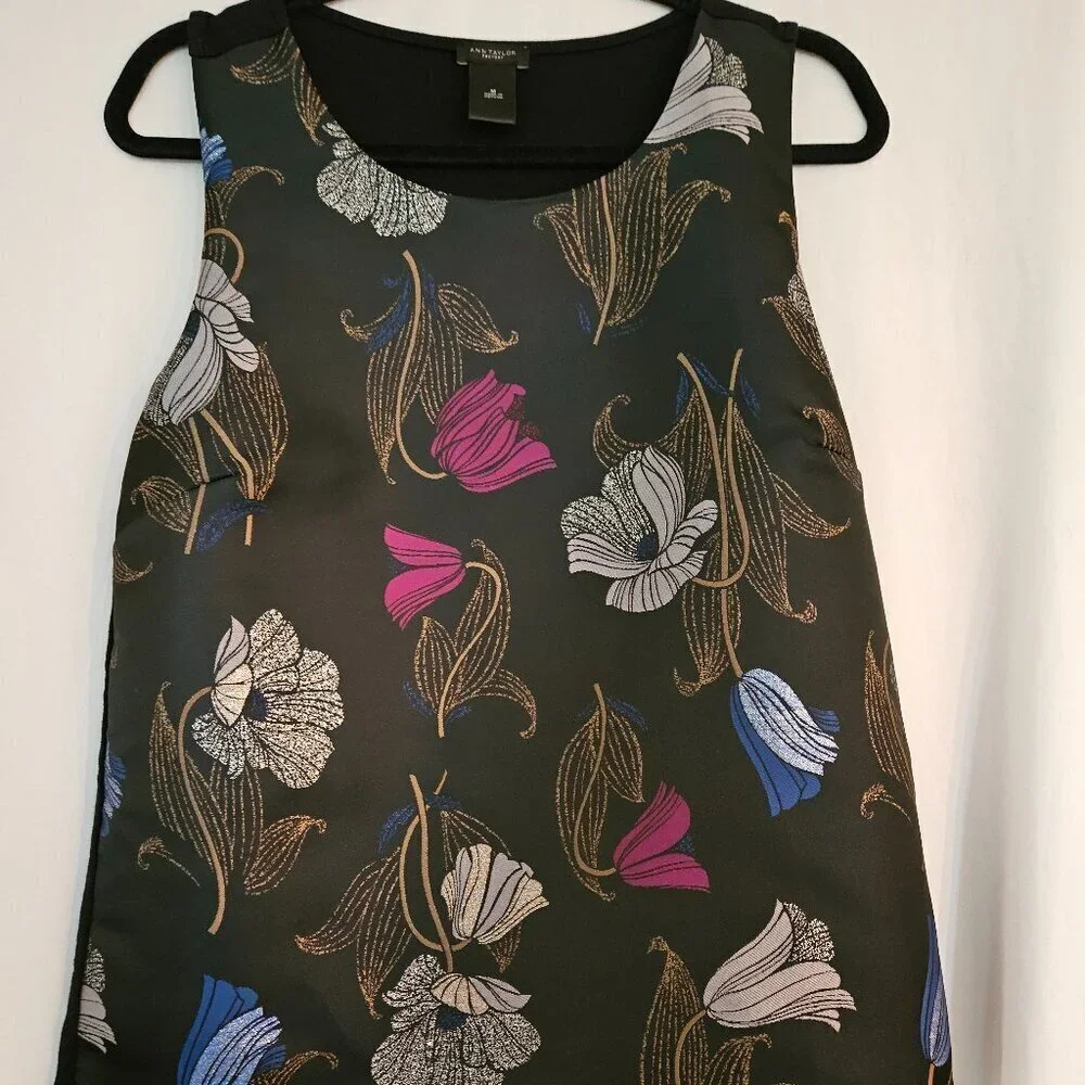Ann Taylor Foral Sleeveless Top Office Wear Business Casual Luxury Casual - Picture 1 of 6