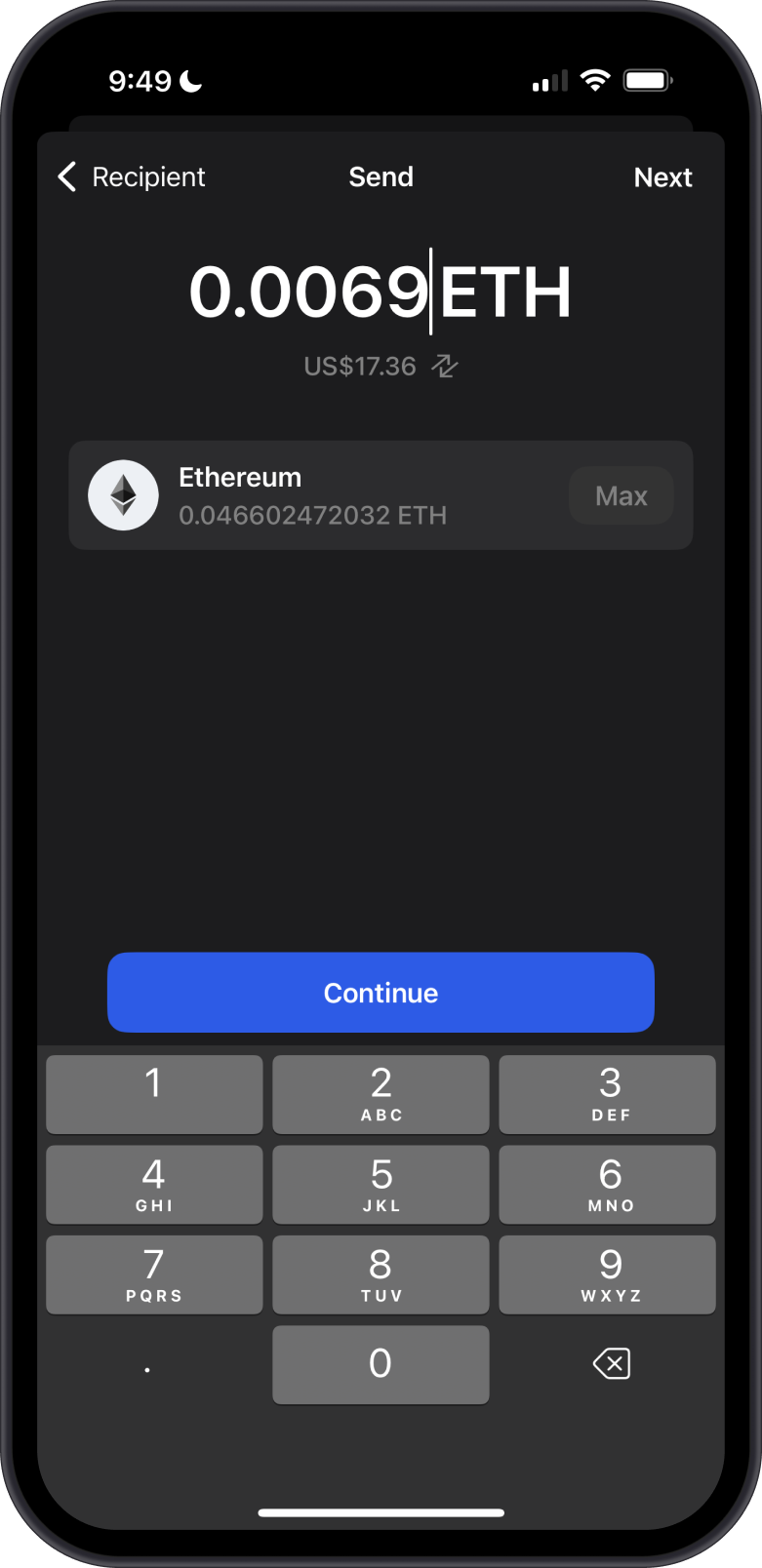 Specify Amount of ETH