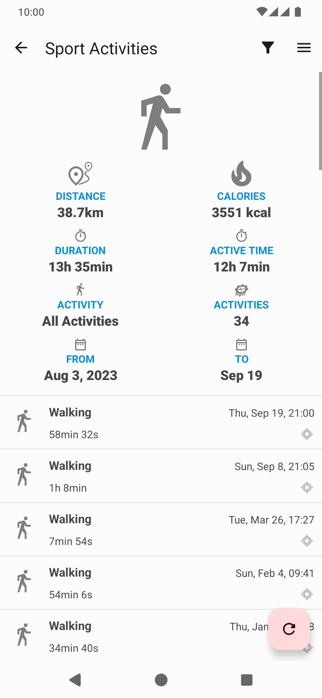 Bildschirmfoto der App