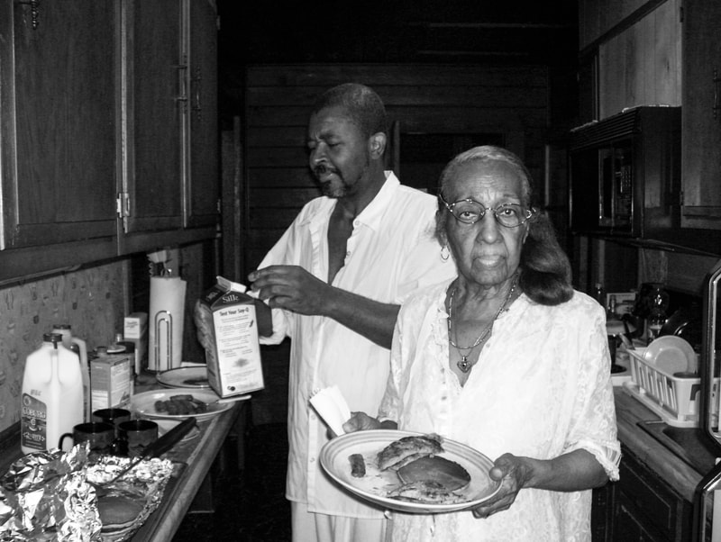 “Mama and Face (in the Kitchen)” | $2850 | Digital photography,
28.25 x 23.25 inches (framed) |#Techspressionist #Gullah art | © 2017 Verneda Lights.