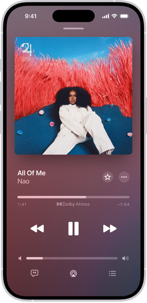 Η οθόνη «Παίζει τώρα» στην οποία εμφανίζονται τα διάφορα στοιχεία ελέγχου και κουμπιά.