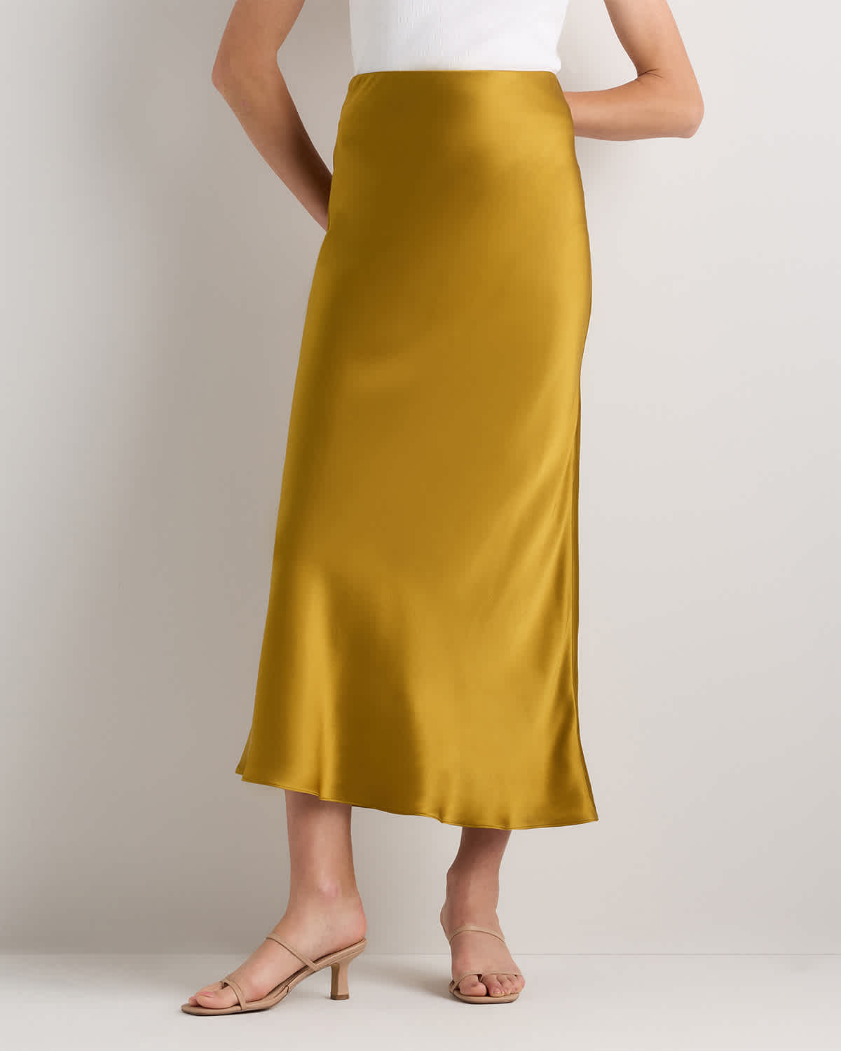 Mineral Yellow 100% Washable Silk Maxi Skirt