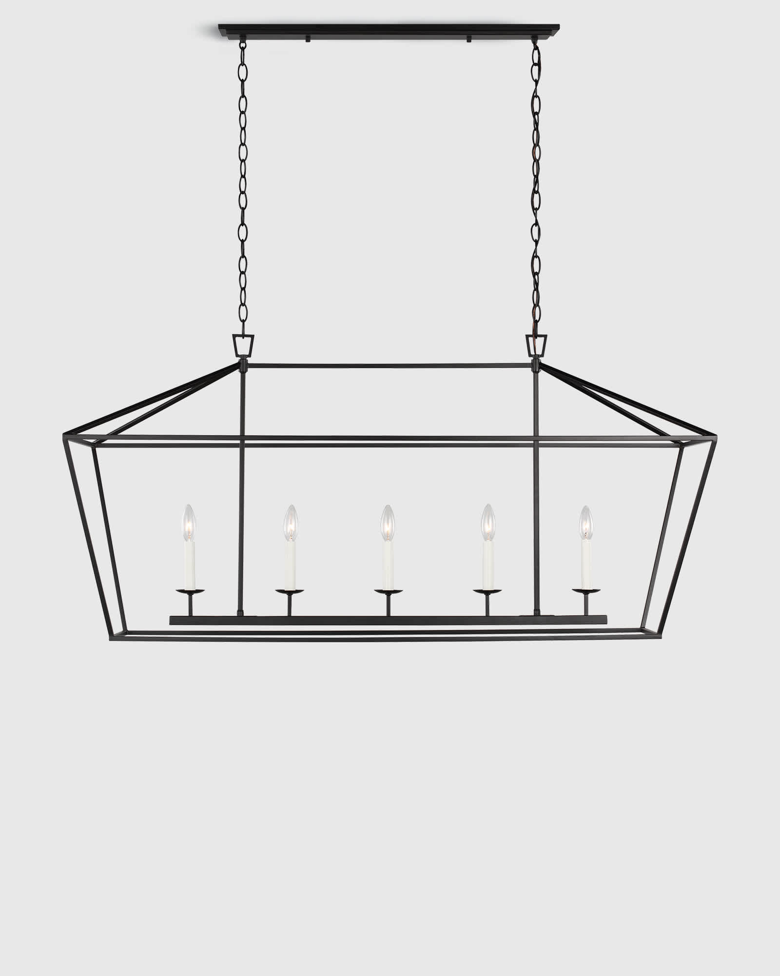 Black Traditional Steel Linear Lantern Chandelier