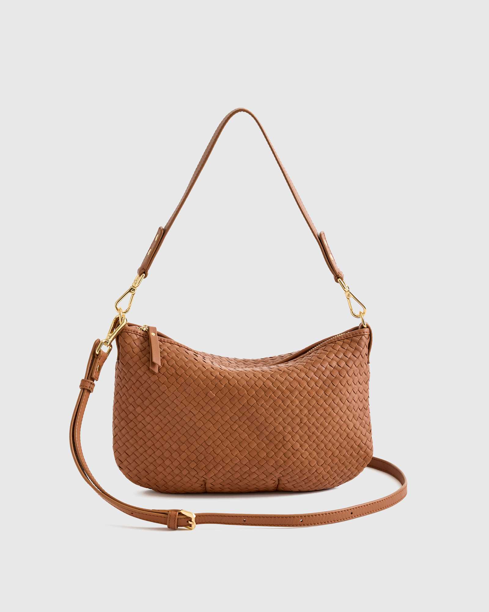 Cognac Italian Handwoven Leather Mini Shoulder Bag