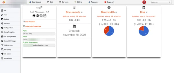 Opensolr Solr Index Dashboard