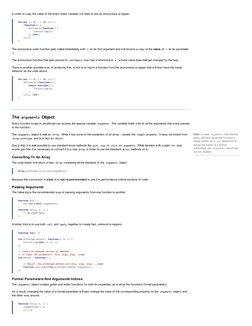 The arguments Object
In order to copy the value of the loop's index variable, it is best to use an anonymous w rapper.
for(v