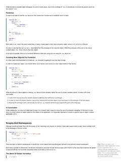 Scopes And Namespaces
While the above example might still appear to w ork in some cases, due to the w orkings of this in Jav