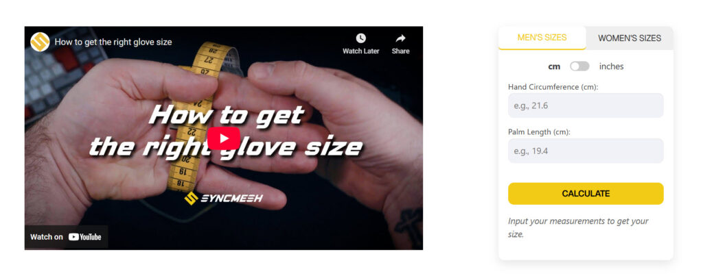 Glove size calculator