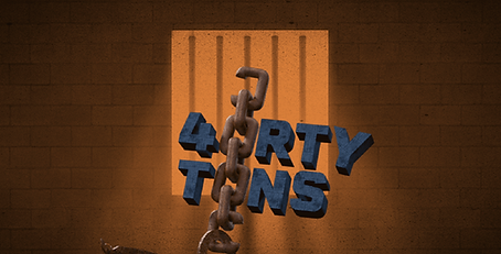 40 Tons logo in blue with broken link chain