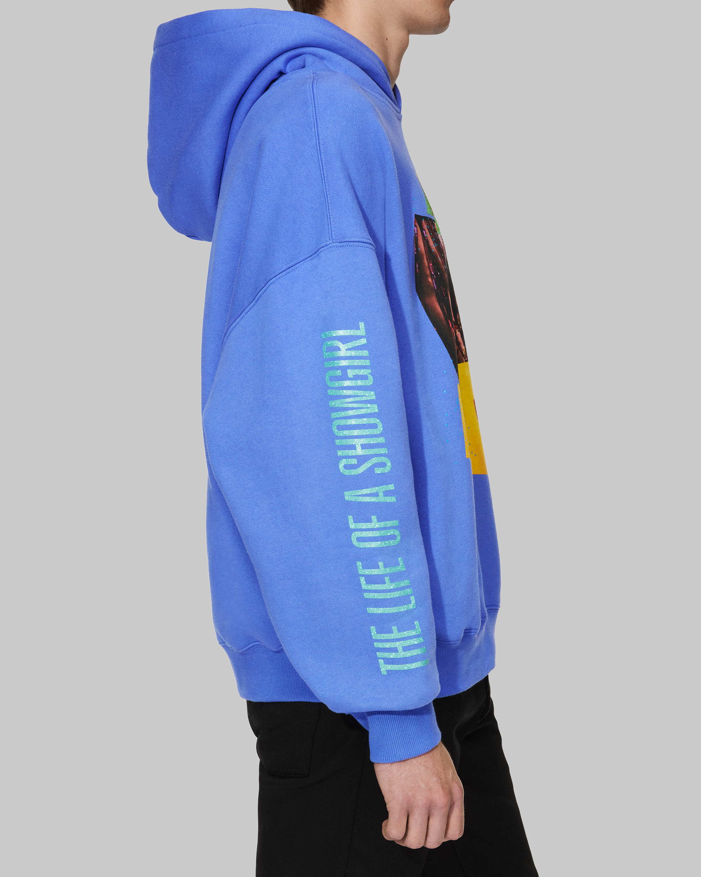 The Life of a Showgirl Violet Blue Hoodie Model Side