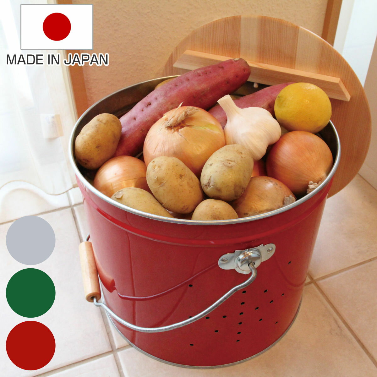 野菜ストッカー 大サイズ オバケツ OBAKETSU 日本製 キッチンストッカー （ 野菜保存 野菜入れ 野菜収納庫 ベジタブルストッカー フードストッカー 根菜保存 根菜入れ フタ付き ひのき ）【3980円以上送料無料】