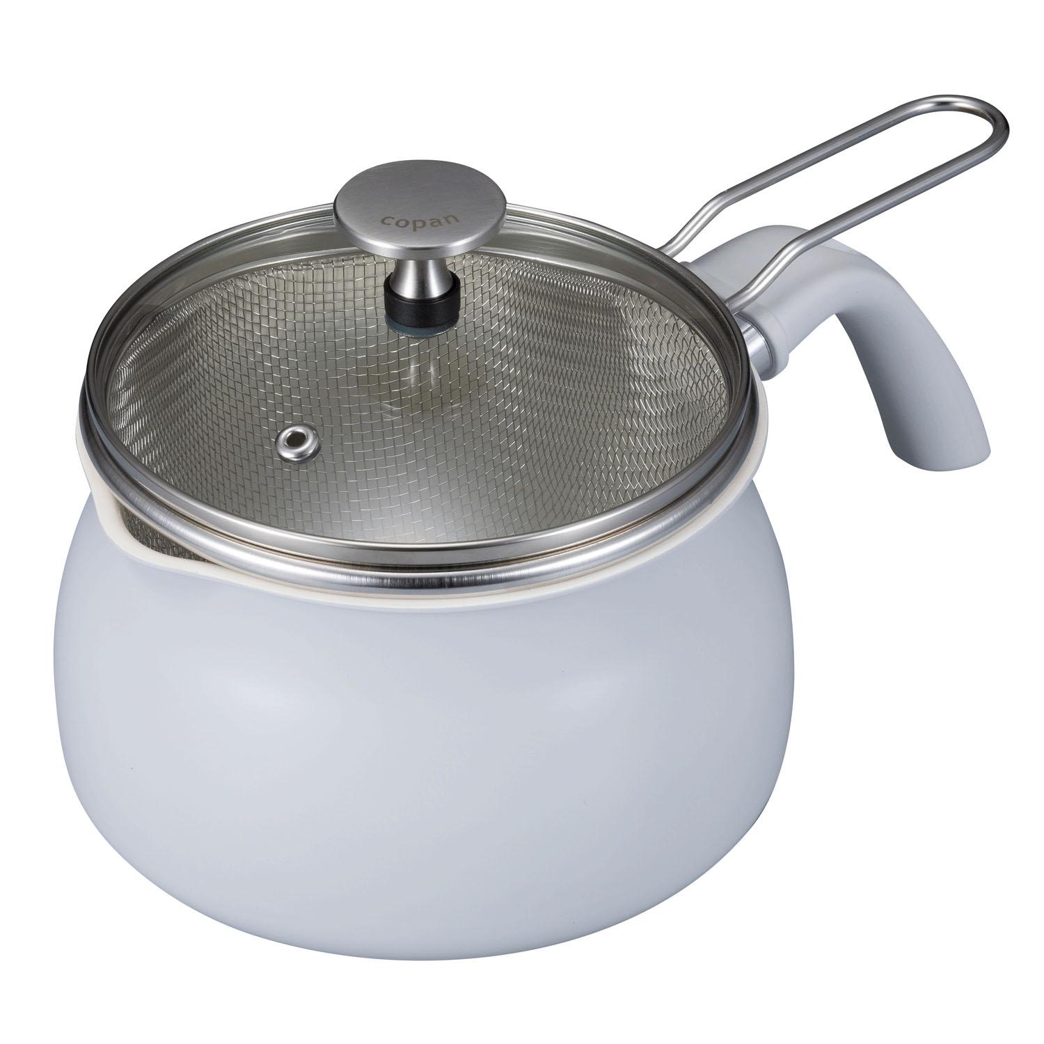 シービージャパン 多用途鍋 1.8L IH対応 グレー [専用ザル ガラス蓋付き] 内面セラミック塗装加工 ザル付き多用途鍋1.8L copan