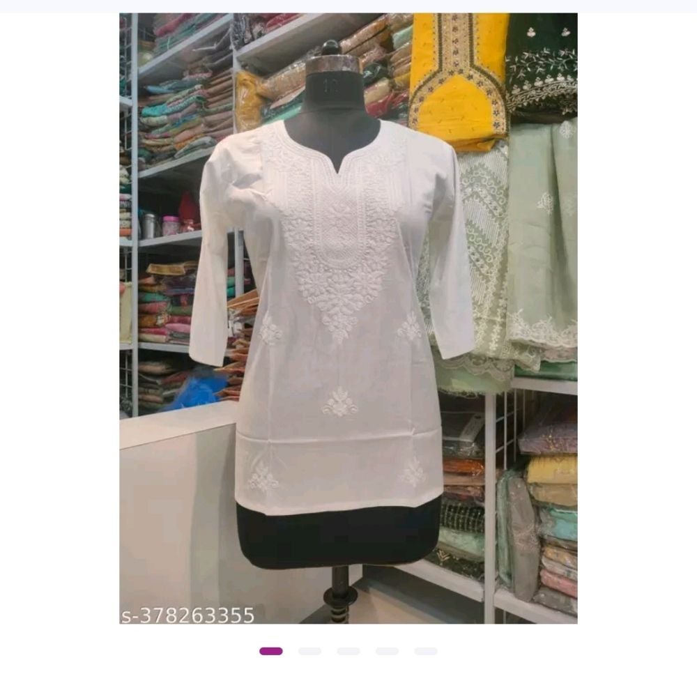 White cotton chikan kurta
