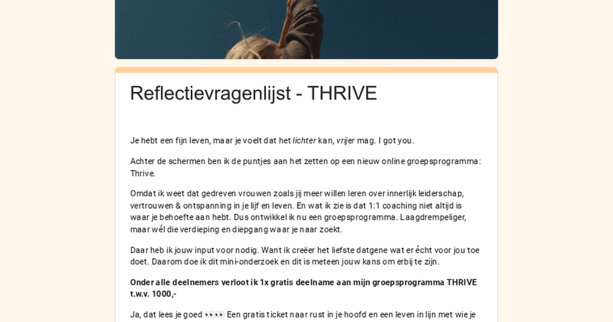 Reflectielijst: help me out & win een gratis plek in Thrive