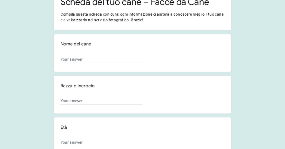 Compila la scheda del tuo cane 🐶