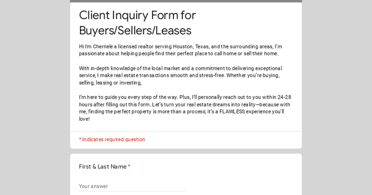 Client Inquiry Intake Form