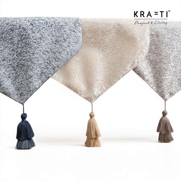 Krafti Project & Living - WICKER Table Runner / Taplak Meja / Premium Table Runner / Tassel Runner / Bantal Sofa / Bantal 50x50 cm / Sarung Bantal Sofa / Bantal Premium - Grayish Brown, 33x135cm di Krafti Project & Living | Tokopedia