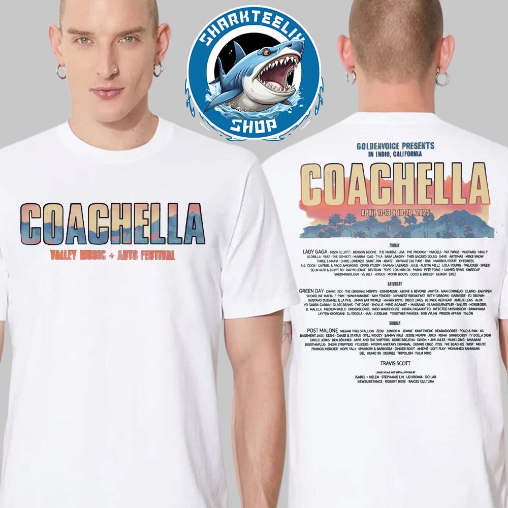Coachella Music And Arts Festival 2025 Golden Hour 2025 Lineup Tee Two Sides Unisex T-Shirt - Sharkteelix