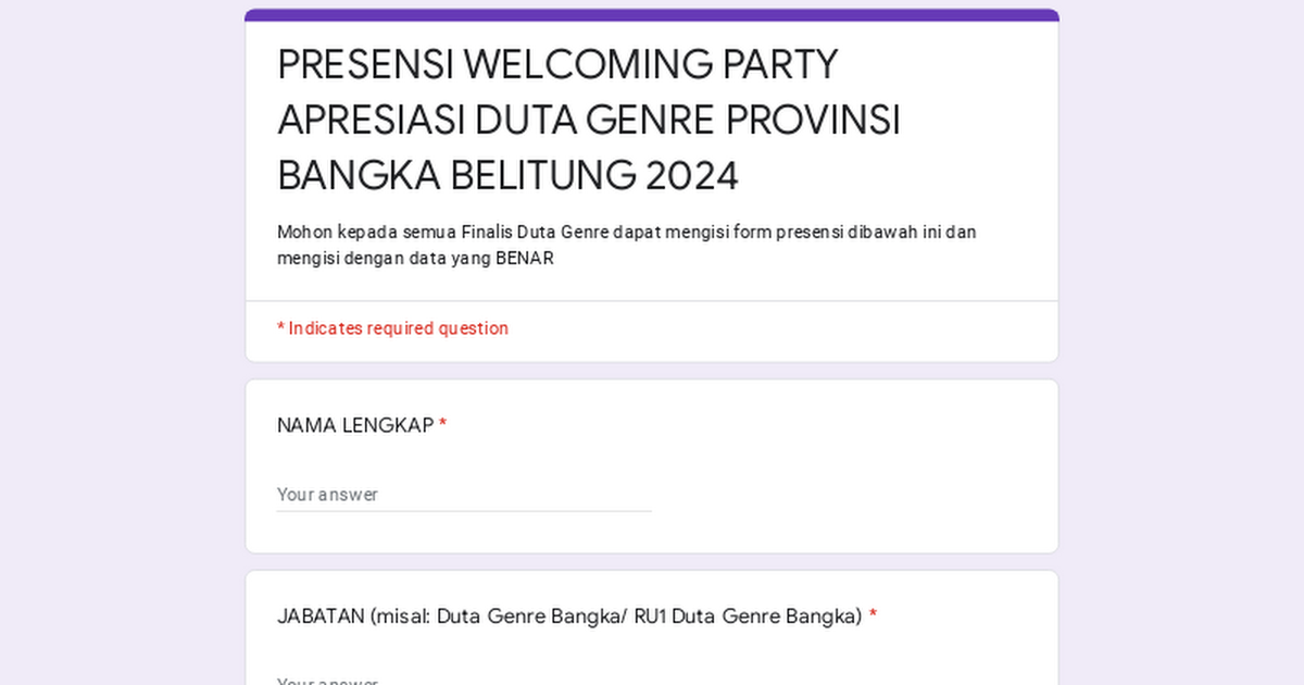 PRESENSI WELCOMING PARTY ADUGEN BABEL 2024