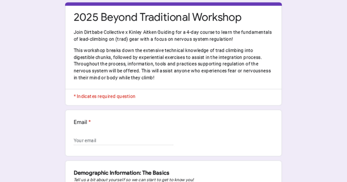 2025 Beyond Traditional Workshop Application