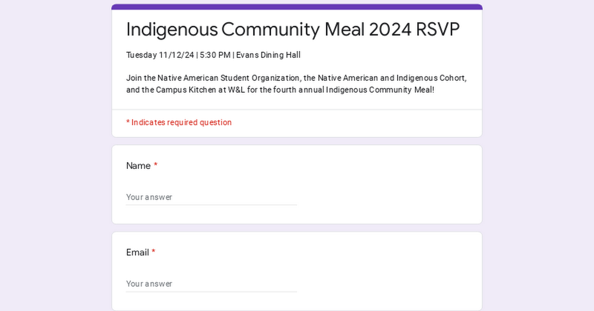 Indigenous Community Meal 2024 RSVP