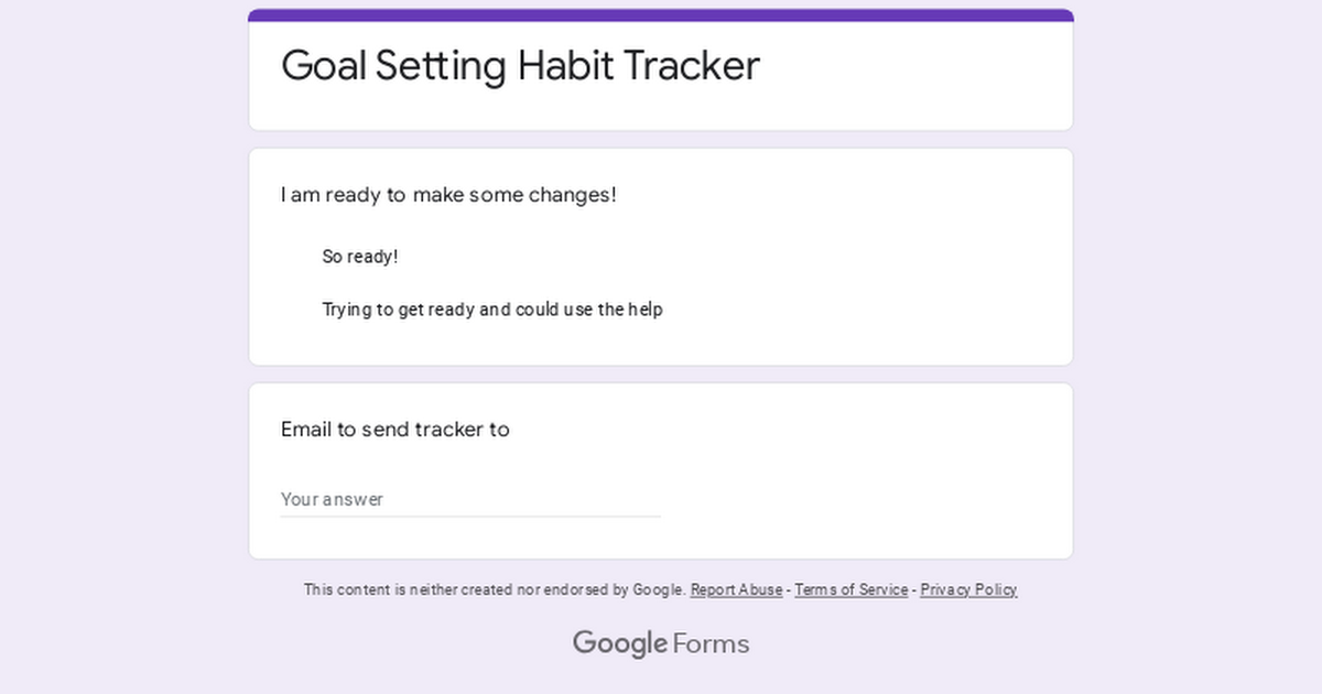 Goal Setting Habit Tracker