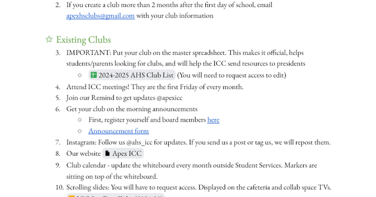 New Clubs Guide