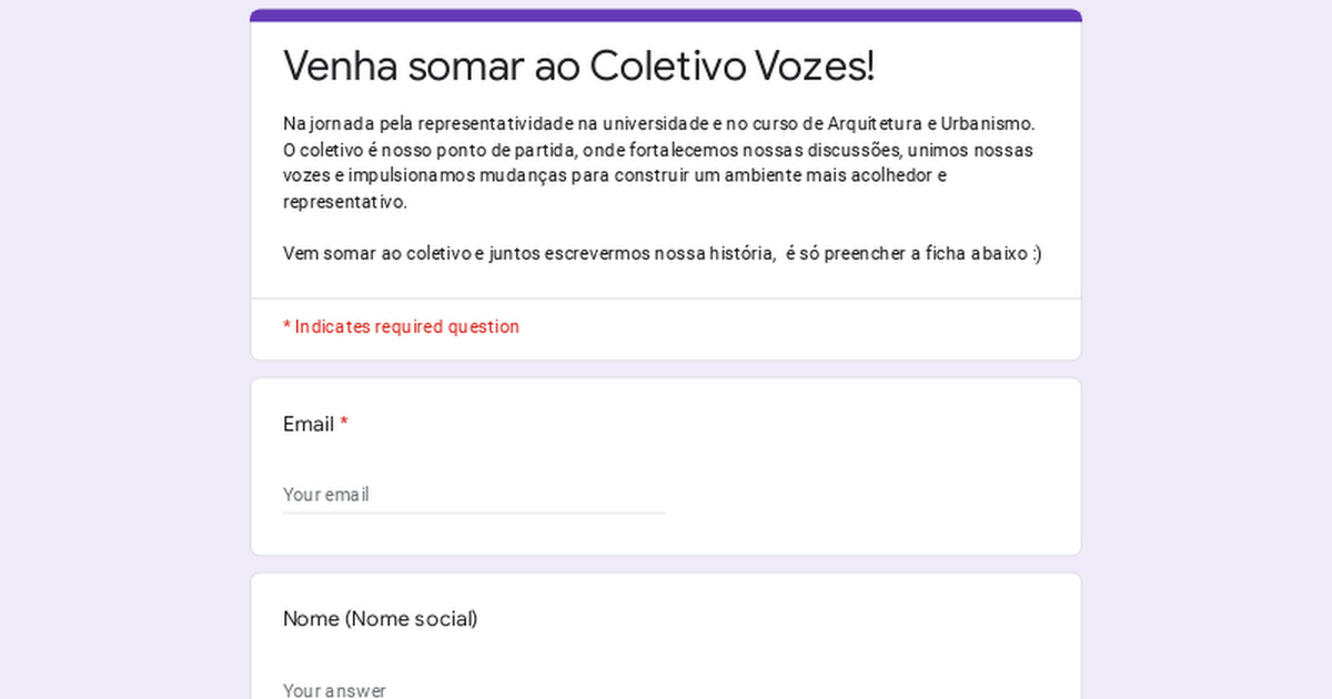 Venha somar ao Coletivo Vozes!