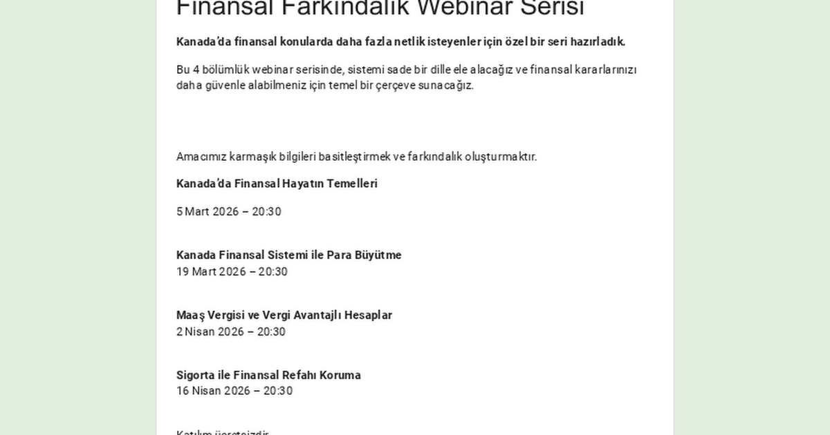Finansal Farkındalık Webinar Serisi
