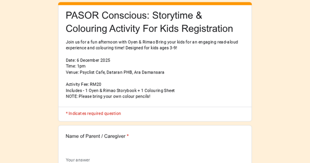 Join the "Oyen & Rimau" storytelling & colouring session