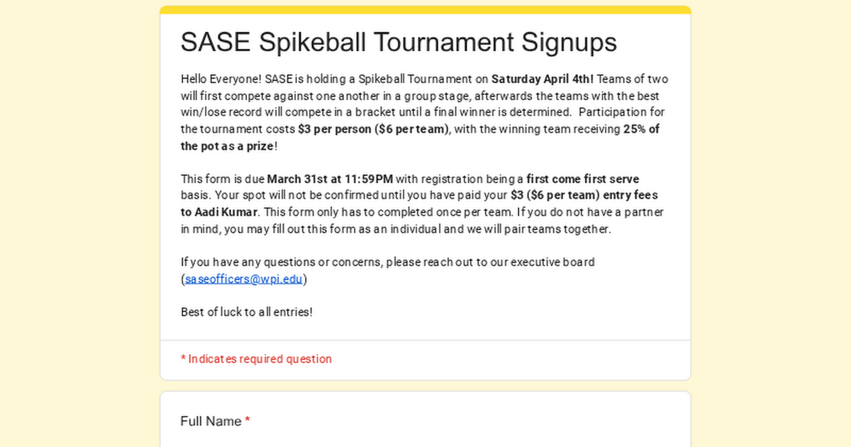 SASE Spikeball Tournament Signups