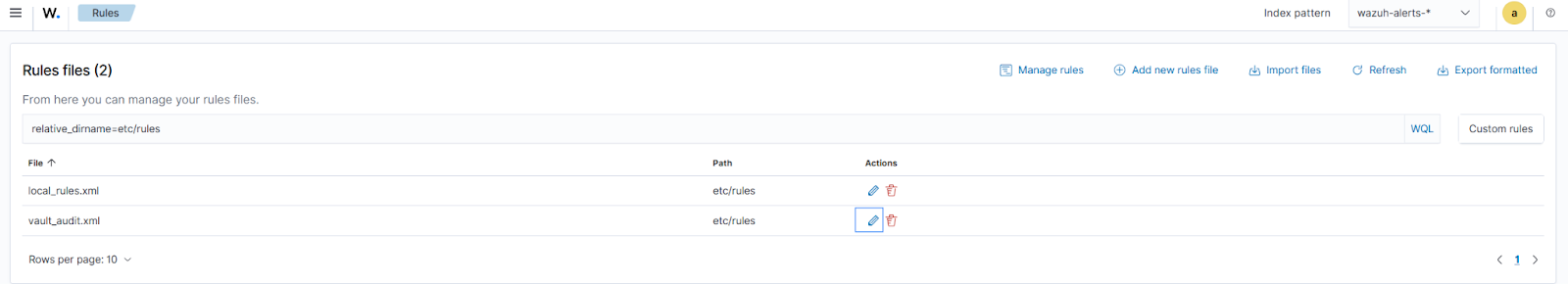 Editing the rules file.