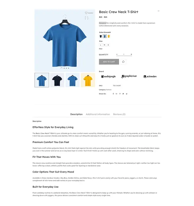 Simple Product Page with Brand Logo