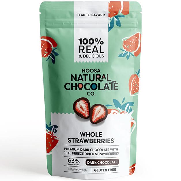 Noosa Natural Chocolate Co. Dark Chocolate Strawberries 100g (V)(GF)
