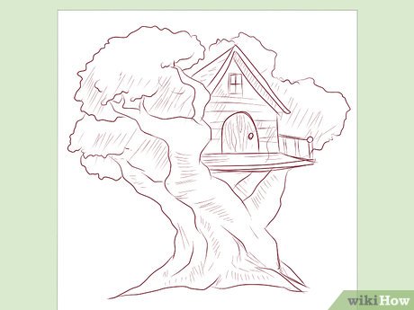Step 3 Draw the tree house.